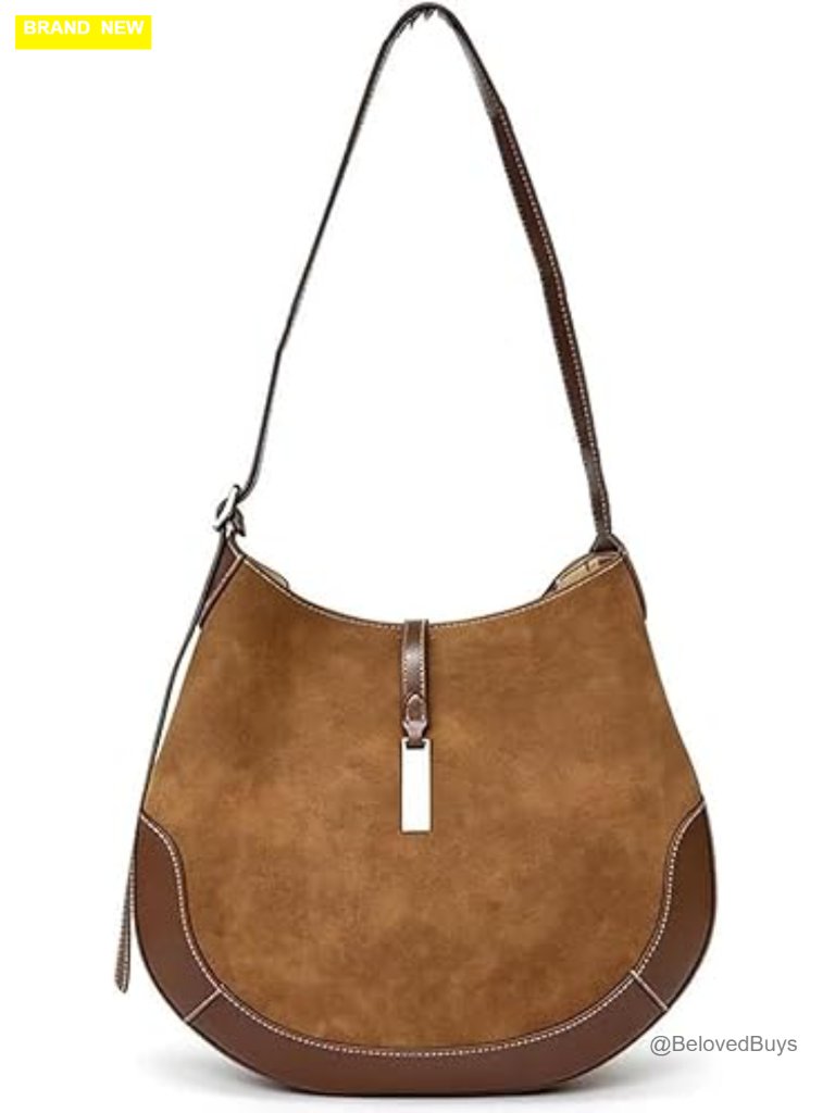 Vintage Suede Tote Bag Deerskin Leather Crossbody Handbag